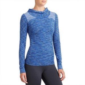 Athleta Blue Space Dye Radiance Hooded Pullover Athletic Workout Hoodie Size L